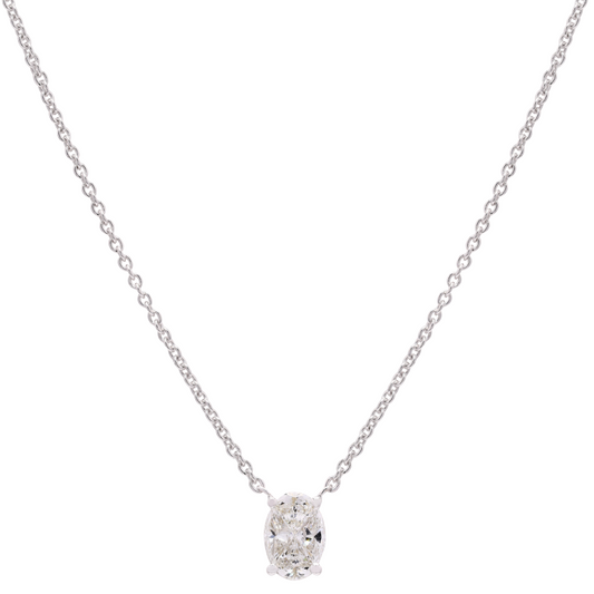 14K Gold Pie-Cut Oval Diamond Necklace For Women