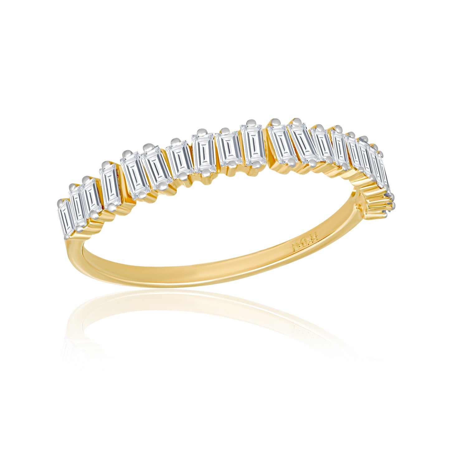 14k Ring with Baguette Shape Natural Diamonds For Women