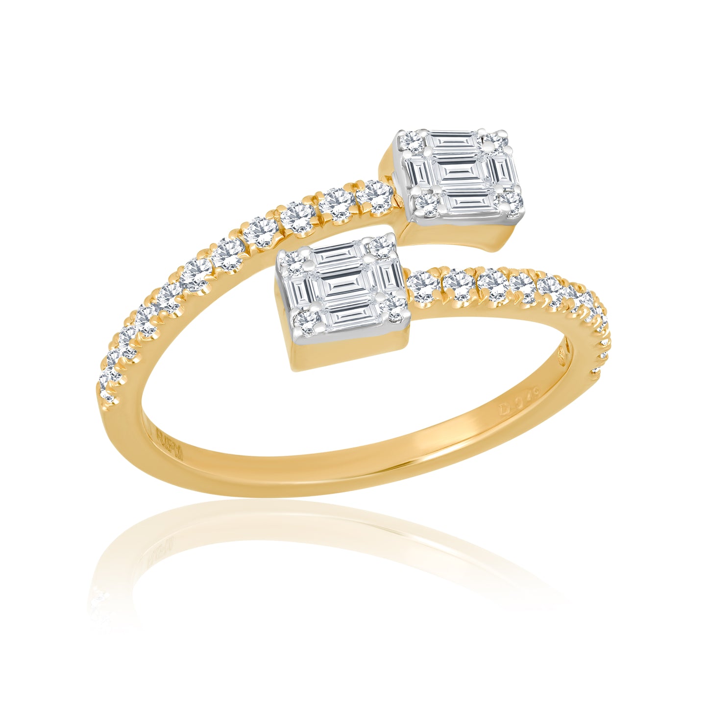 14k Everyday Ring with Baguette & Round Natural Diamonds For Women