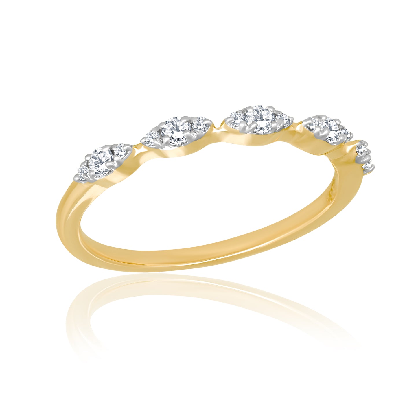 14k Ring with Round Shape Natural Diamonds For Women