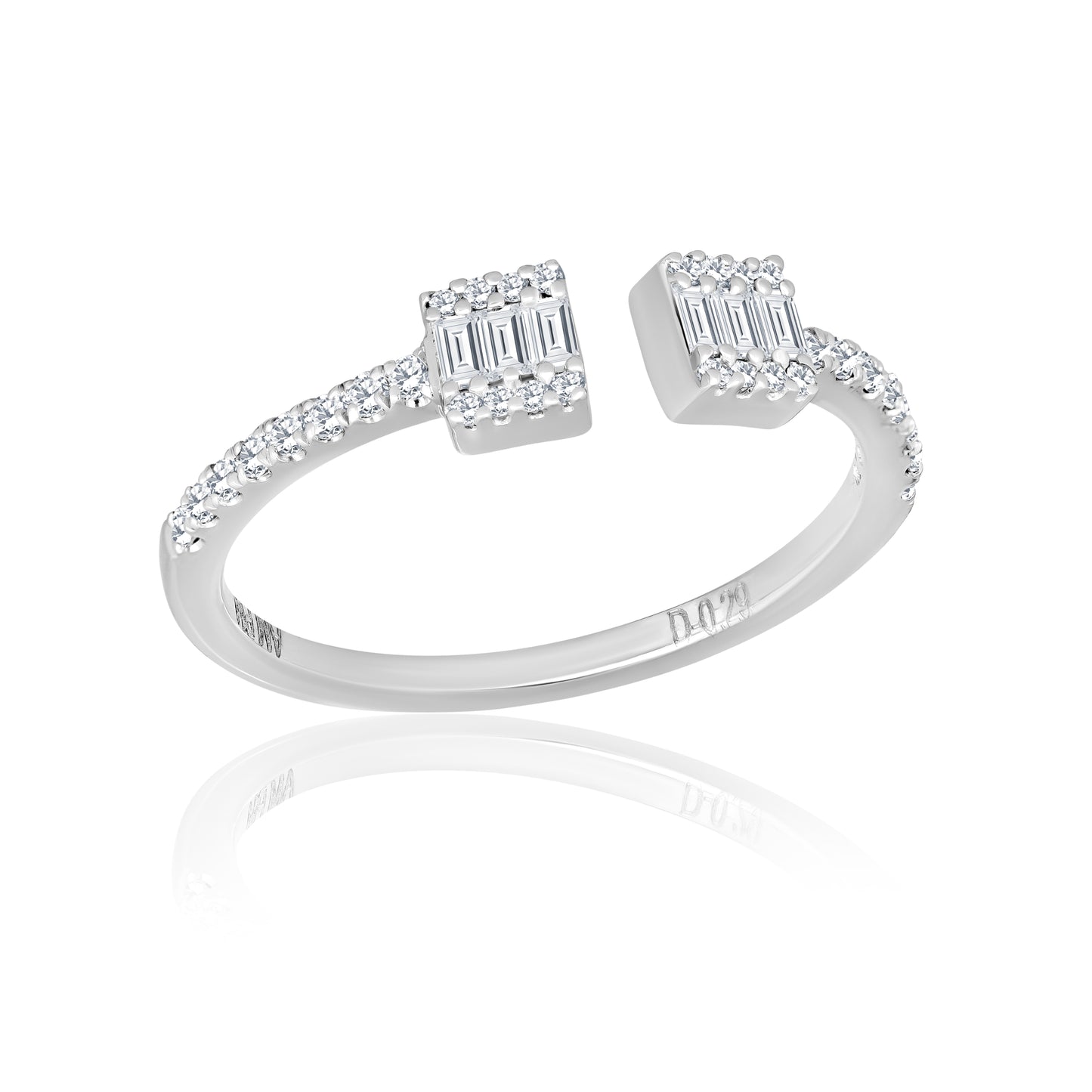 14k Ring with baguette & Round Shape Natural Diamonds For Women