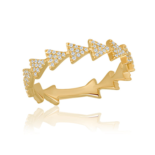 14k Minimalist Ring With Natural Diamonds For Women