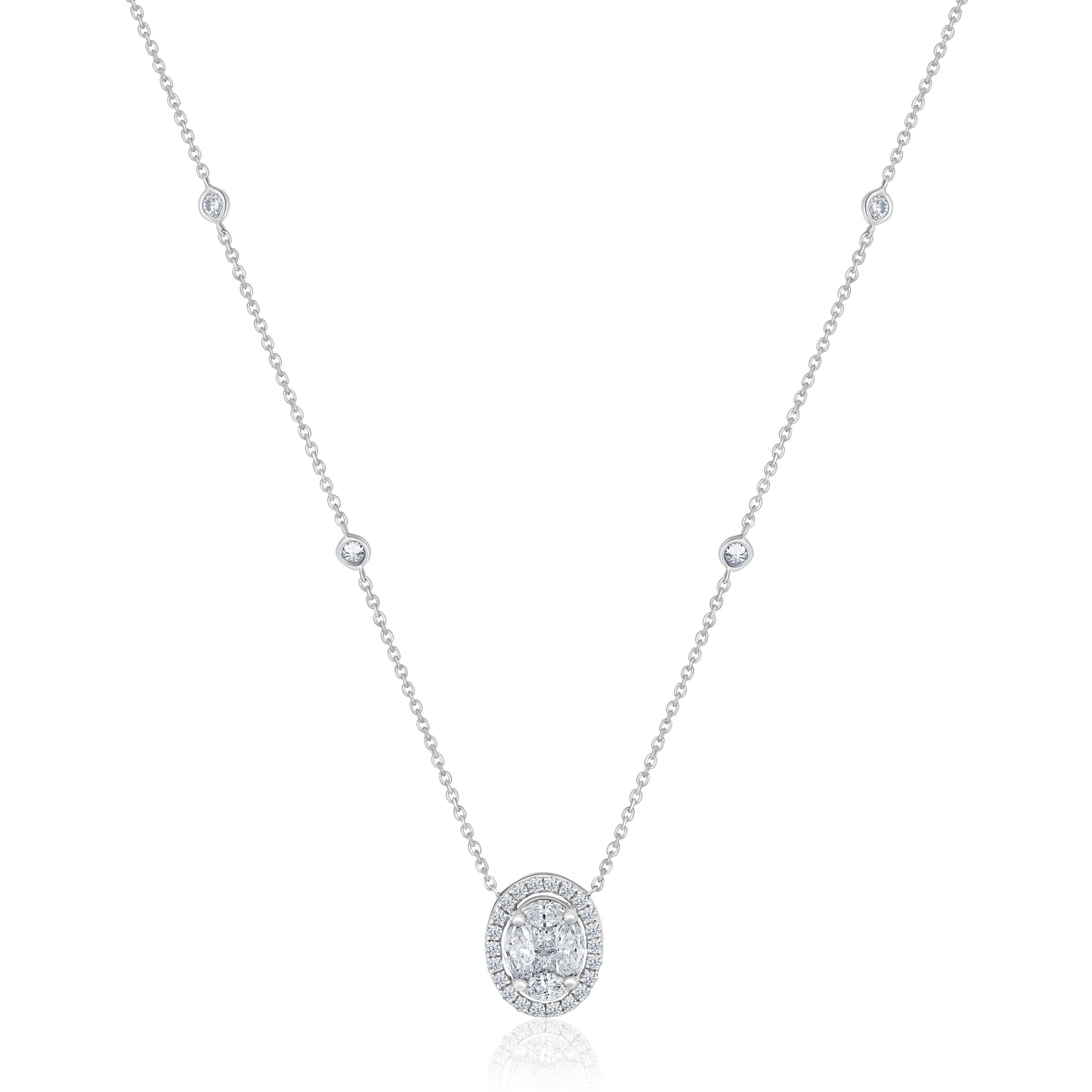Cluster Diamond Necklace For Women