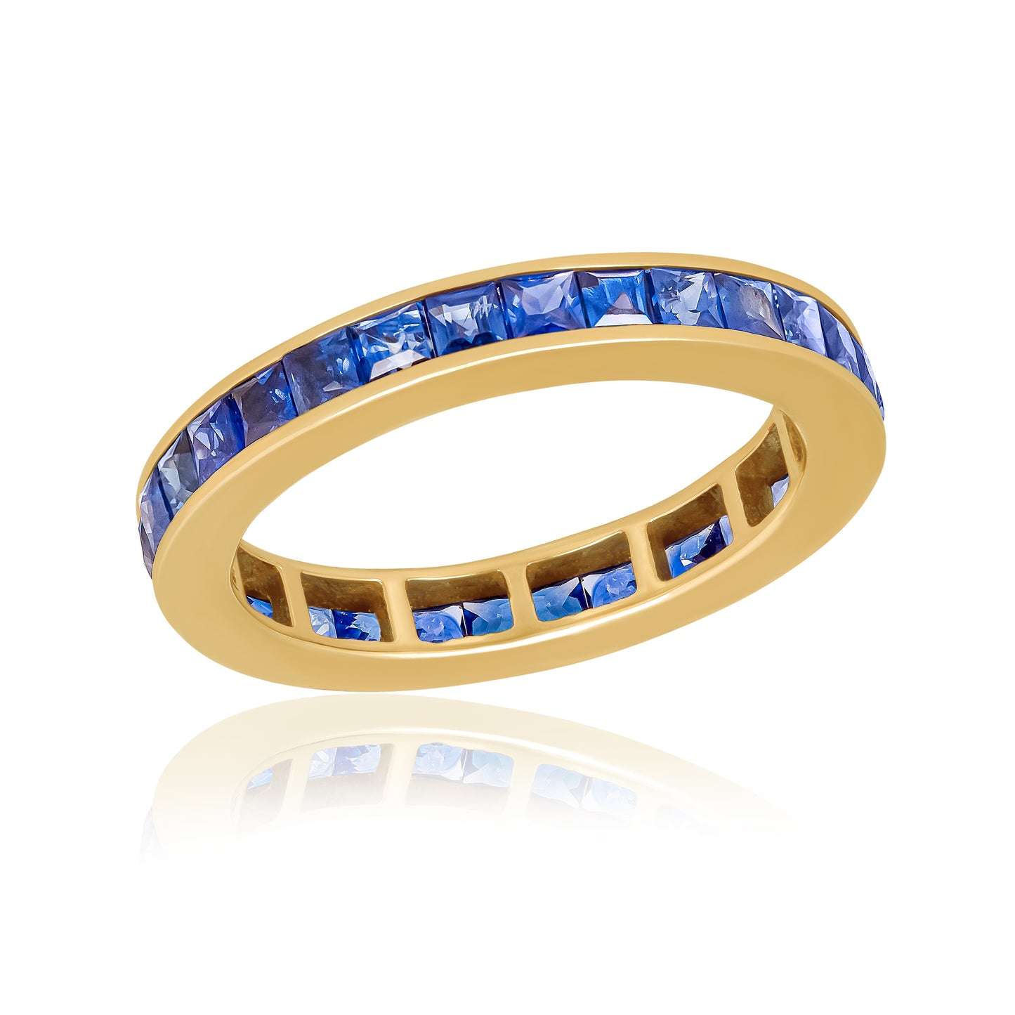 14k Ring with Square Shape Natural Blue Sapphire For Women