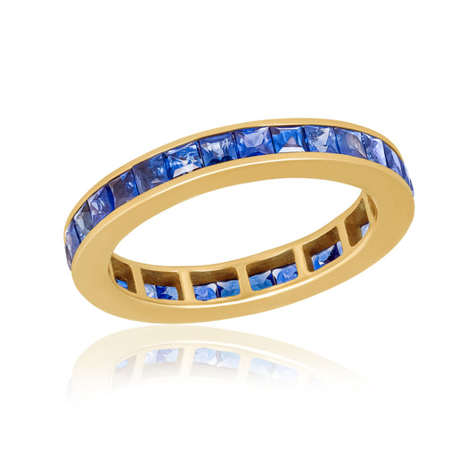 Blue Sapphire Women Ring In 14K Yellow Gold