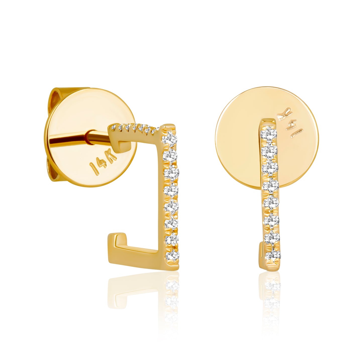 14k Gold Diamond Bar Earrings For Women