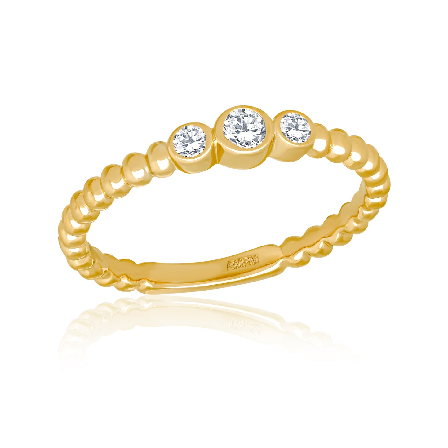 14k Dainty Ring with Natural Diamonds For Women